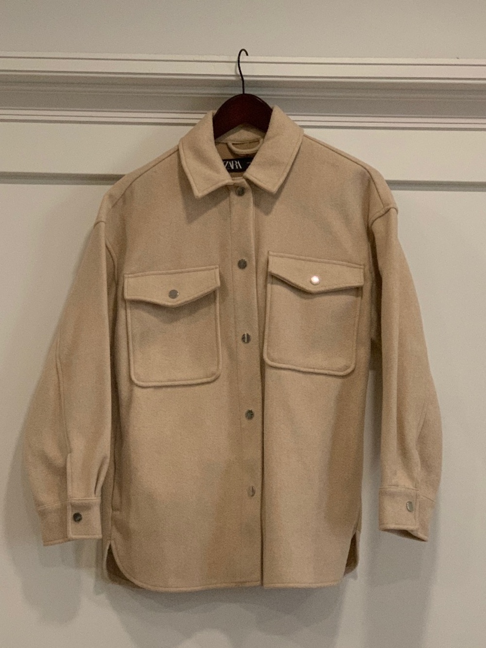 Zara Women Oversize Jacket/Shacket In Cream Oatmeal Color Size XS